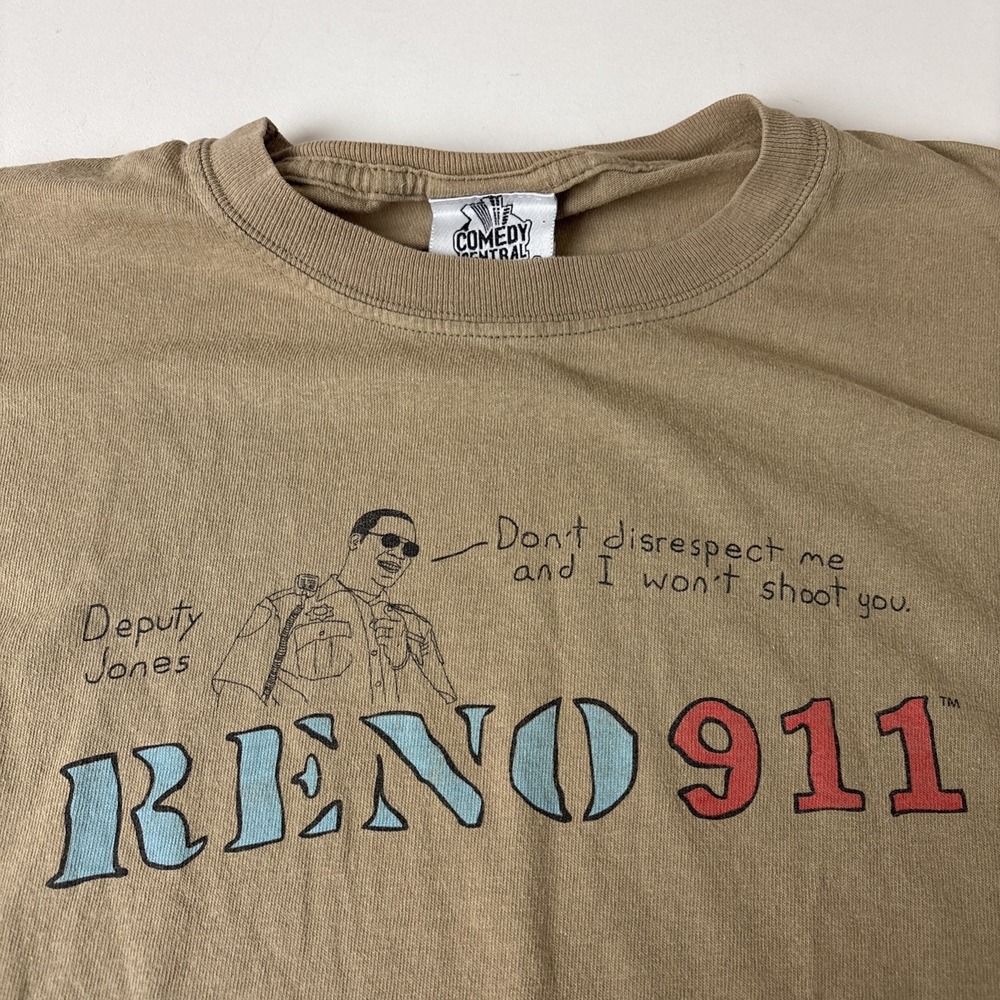 Vintage Reno 911 T Shirt sz XL Short Sleeve Comedy Central 2004 Y2K Deputy Jones